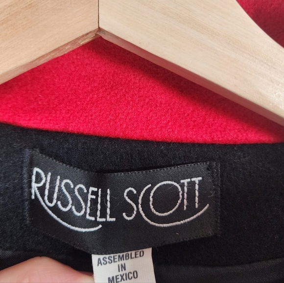 Vintage Wool Blend Women's Russell Scott Black & Red Floral zip up Jacket - Picture 6 of 13